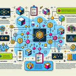 Create an infographic-style illustration that explains the basic concept of blockchain technology. Include elements like a decentralized network, interconnected blocks, cryptographic keys, and a visible transaction ledger. Make it visually appealing and easy to understand for beginners.