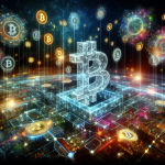 Create an image that illustrates the role of blockchain in cryptocurrency. Imagine a digital landscape where blocks of data, connected by chains, represent transaction processes. Highlight a transparent, glowing blockchain ledger central to the image with golden Bitcoin and other cryptocurrency icons surrounding it. Include a background of futuristic, data-filled networks and a secure lock symbol to represent security and decentralization.