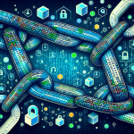 Create a digital illustration depicting the fundamental concepts of blockchain technology. The image should include interconnected blocks with binary code and data symbols, forming a chain to illustrate blockchain structure. Incorporate visual elements representing security, decentralization, and transparency, such as padlocks, network nodes, and transparent layers. Use a modern, tech-oriented color scheme with blues, greens, and metallic accents to emphasize the tech-focused theme.