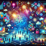 Create an illustration that depicts the future of the internet, highlighting Web3 and blockchain technology. Imagine a futuristic, interconnected digital world with vibrant colors and intricate details where decentralized networks and blockchain symbols (like block chains and nodes) are prominently featured. Include elements that represent enhanced security, user control, and transparency, such as digital locks, transparent data streams, and users interacting with the technology in a seamless, empowering way. The overall atmosphere should convey innovation, security, and empowerment in the digital age.