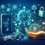 Create an image depicting the basics of cryptocurrency technology. The scene should include a digital coin with the Bitcoin logo, a blockchain network represented as interconnected blocks or nodes, and a smartphone showing a cryptocurrency wallet app. Use a futuristic background with subtle elements of computer code and security icons to emphasize the digital and secure nature of cryptocurrency technology. The overall tone should be educational and visually engaging.