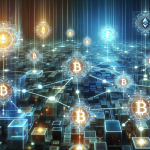 Create an image depicting the intricate relationship between blockchain and cryptocurrency. Visualize a modern digital landscape where decentralized blocks of data are interconnected through complex chains, symbolizing the blockchain technology. Overlay this with glowing cryptocurrency symbols like Bitcoin and Ethereum. Show the fluid exchange of information and value, highlighting security and transparency. The scene should embody futuristic tech innovation and digital finance.