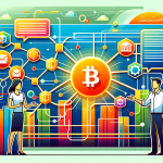 Create an image that captures the essence of a beginner-friendly introduction to blockchain technology. The scene should include simplified visual elements like interconnected digital blocks forming a chain, a reassuring guide character explaining the basics, and a futuristic backdrop symbolizing the innovative potential of blockchain. The atmosphere should be welcoming and educational, emphasizing accessibility and the forward-thinking nature of this technology.