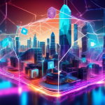 Create an image depicting a futuristic cityscape with elements of blockchain technology seamlessly integrated into everyday life. Show advanced architecture with buildings displaying holographic crypto networks, autonomous vehicles with cryptocurrency logos, and people using augmented reality devices to make crypto transactions. Include vibrant colors and a modern, high-tech ambiance to emphasize the innovative and forward-thinking nature of crypto technology in the future.