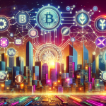 Prompt: Create a futuristic digital artwork showcasing the latest advancements in cryptocurrency technology. Include elements like blockchain chains, digital coins with innovative designs, advanced encryption codes, and smart contracts. The scene should be a blend of high-tech cityscapes with neon lights and sophisticated technology interfaces, all symbolizing the cutting-edge progress in the crypto world.