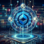 Create an image depicting a futuristic and intricate digital network that represents blockchain technology. Central to the image, include the Ripple logo seamlessly integrated within interconnected digital nodes and currency symbols. The background should have a sleek, high-tech aesthetic with a deep blue color palette, symbolizing advanced technology and sophistication. Add subtle highlights and reflections to give the image depth and a dynamic feel.