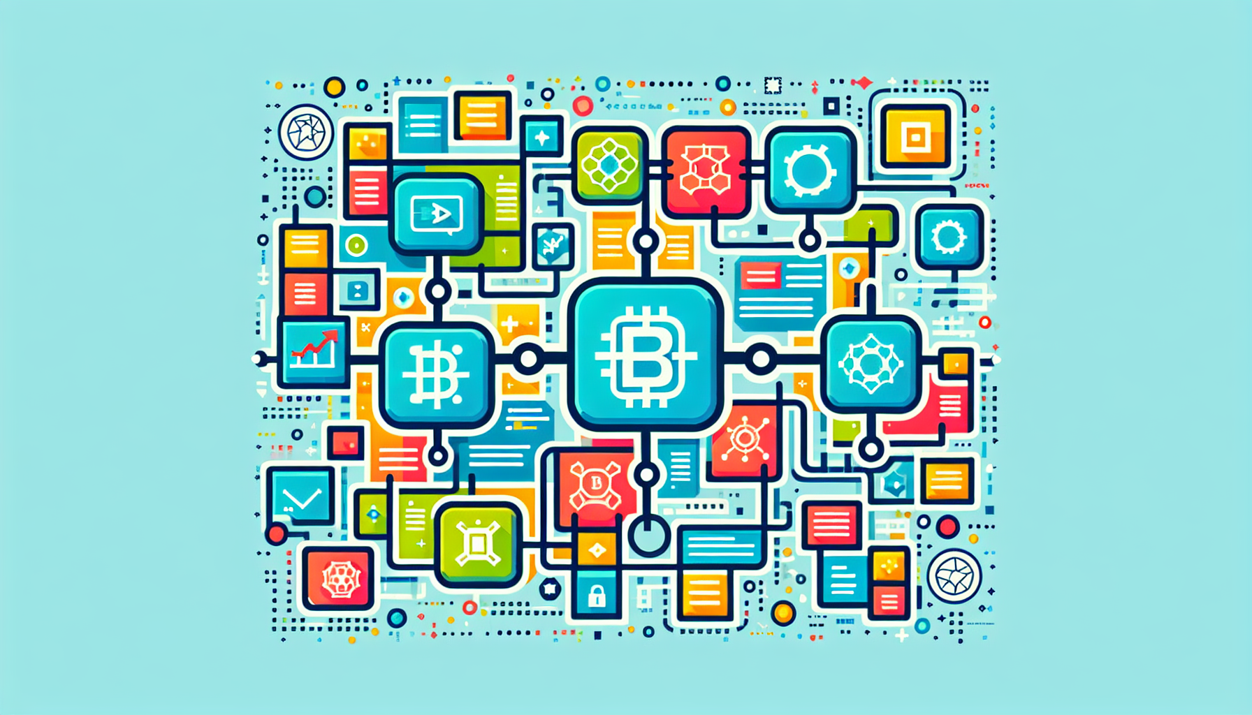 Create an illustration of a blockchain concept explained in simple English. Depict interconnected blocks forming a chain where each block contains clear visual elements representing data, a timestamp, and a cryptographic hash. Include labels and icons to denote terms like 'data,' 'hash,' and 'timestamp' with an overall educational and approachable design aesthetic set against a digital-themed backdrop.